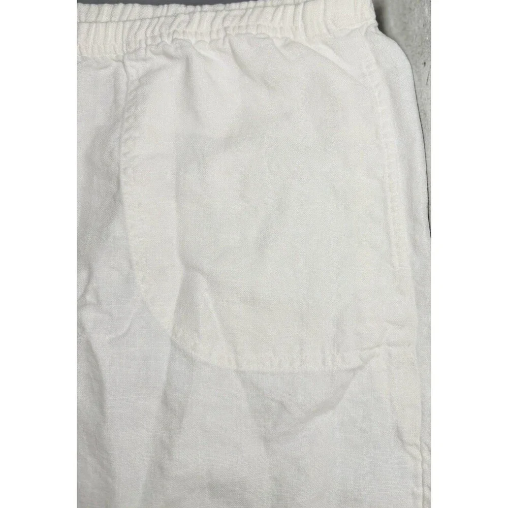 J Jill Shorts Womens Small Petite White Linen Elastic Waist Pockets Casual
